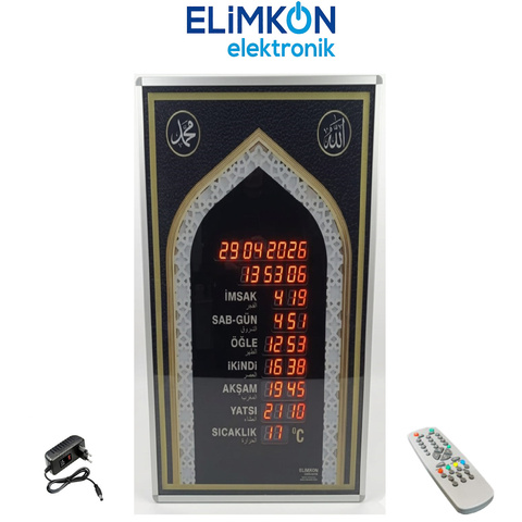 Dijital Vakitmatik Cami Tipi 70x100 cm Seccade Kumandalı